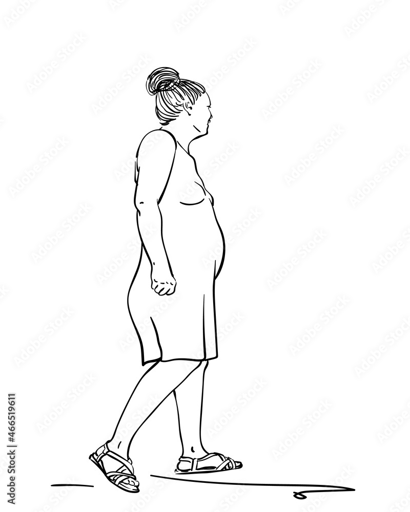 Vector sketch of pregnant woman, Hand drawn linear illustration Vector sketch of pregnant woman, Hand drawn linear illustration