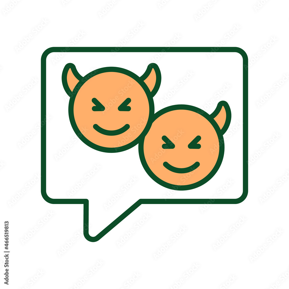 Cyberbullying in social media RGB color icon. Sending aggressive text message. Internet trolling. Threatening via digital technologies. Isolated vector illustration. Simple filled line drawing Cyberbullying in social media RGB color icon. Sending aggressive text message. Internet trolling. Threatening via digital technologies. Isolated vector illustration. Simple filled line drawing