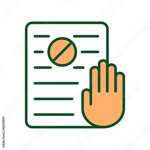 Legal restrictions RGB color icon. Forbidden by law. Criminalizing hate speech. Human rights protection. Restricted freedom of expression Isolated vector illustration. Simple filled line drawing