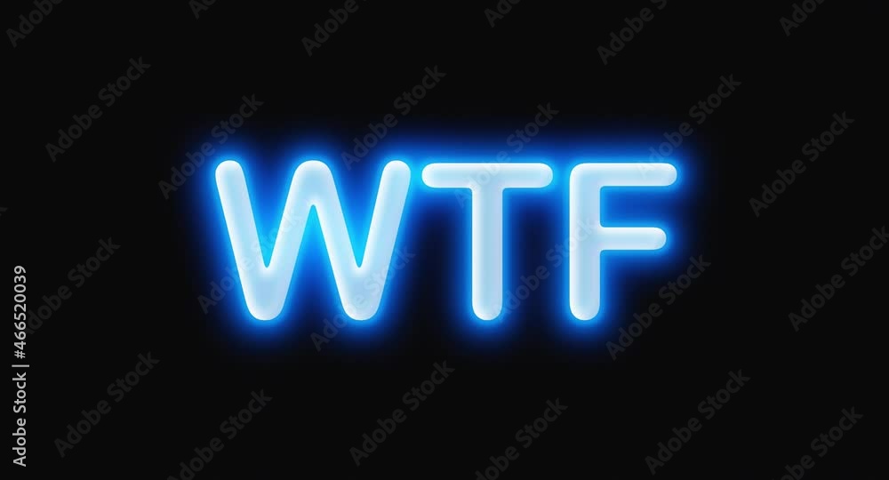 Bright blue neon light shimmer wtf inscription text message motion design animation isolated Bright blue neon light shimmer wtf inscription text message motion design animation isolated