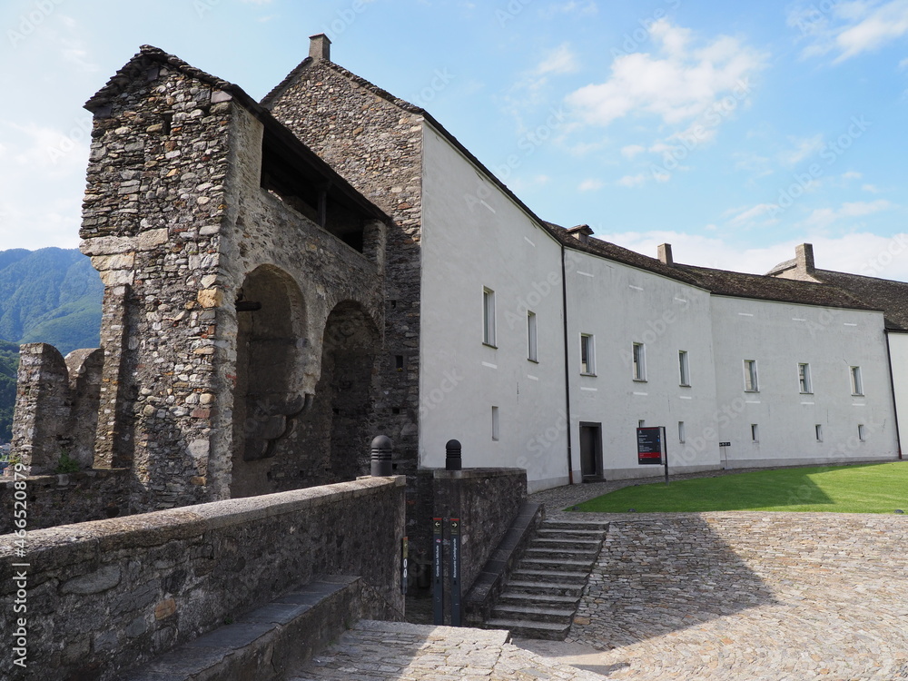 Old wall of castel grande in Bellinzona city in Switzerland Old wall of castel grande in Bellinzona city in Switzerland