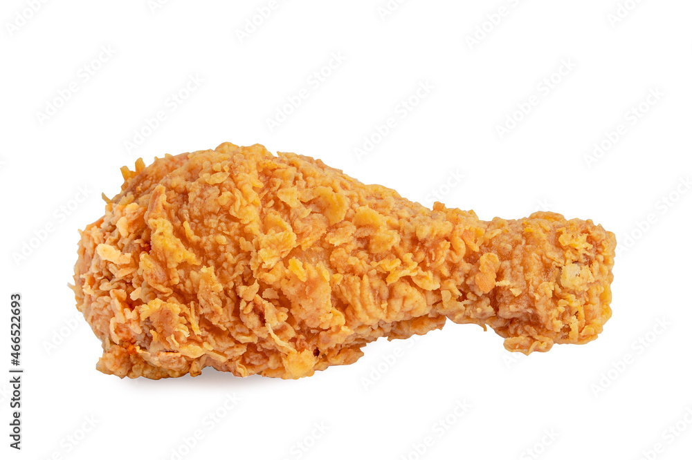Fried chicken leg drumstick isolated on white background with clipping path. Fried chicken leg drumstick isolated on white background with clipping path.