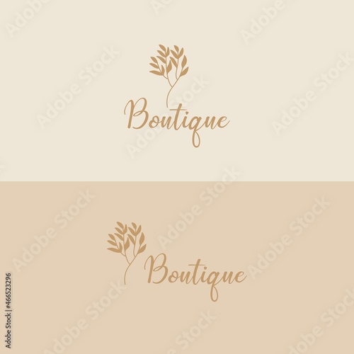 hand drawn brown plant logo design template