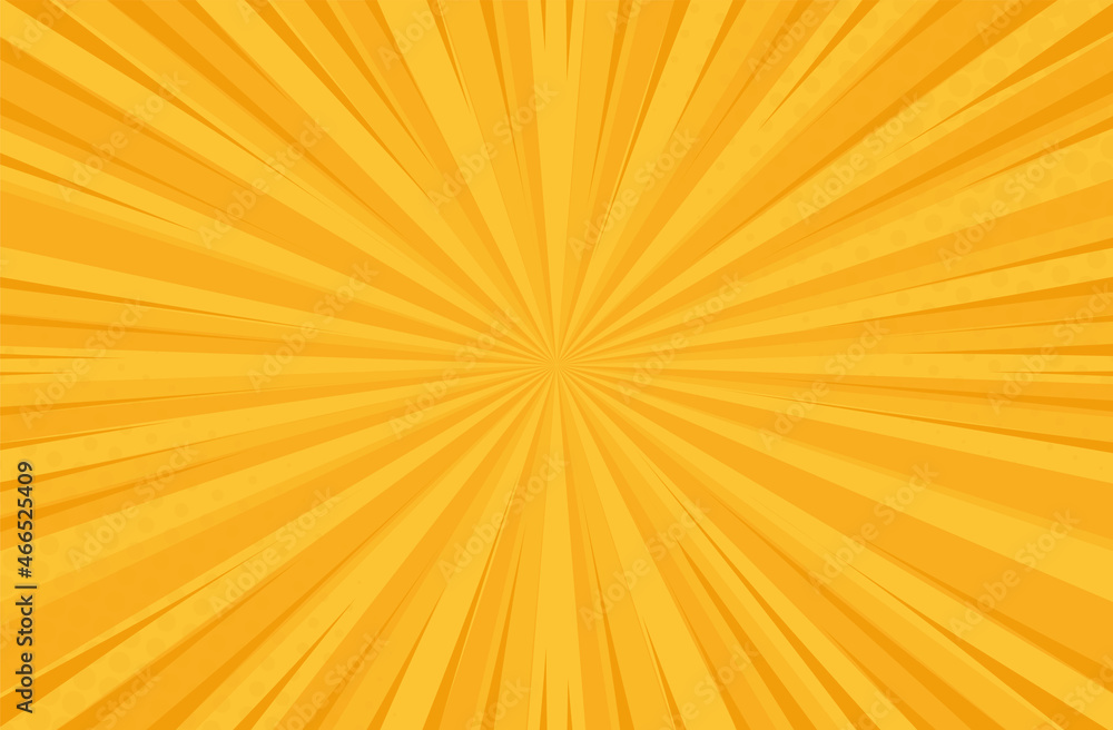 Abstract comic sun ray yellow background with speed lines. Retro style pop  art design. Burst template backdrop. Light rays effect. Vintage comic book  style. Fast zoom effect. Stock Vector | Adobe Stock