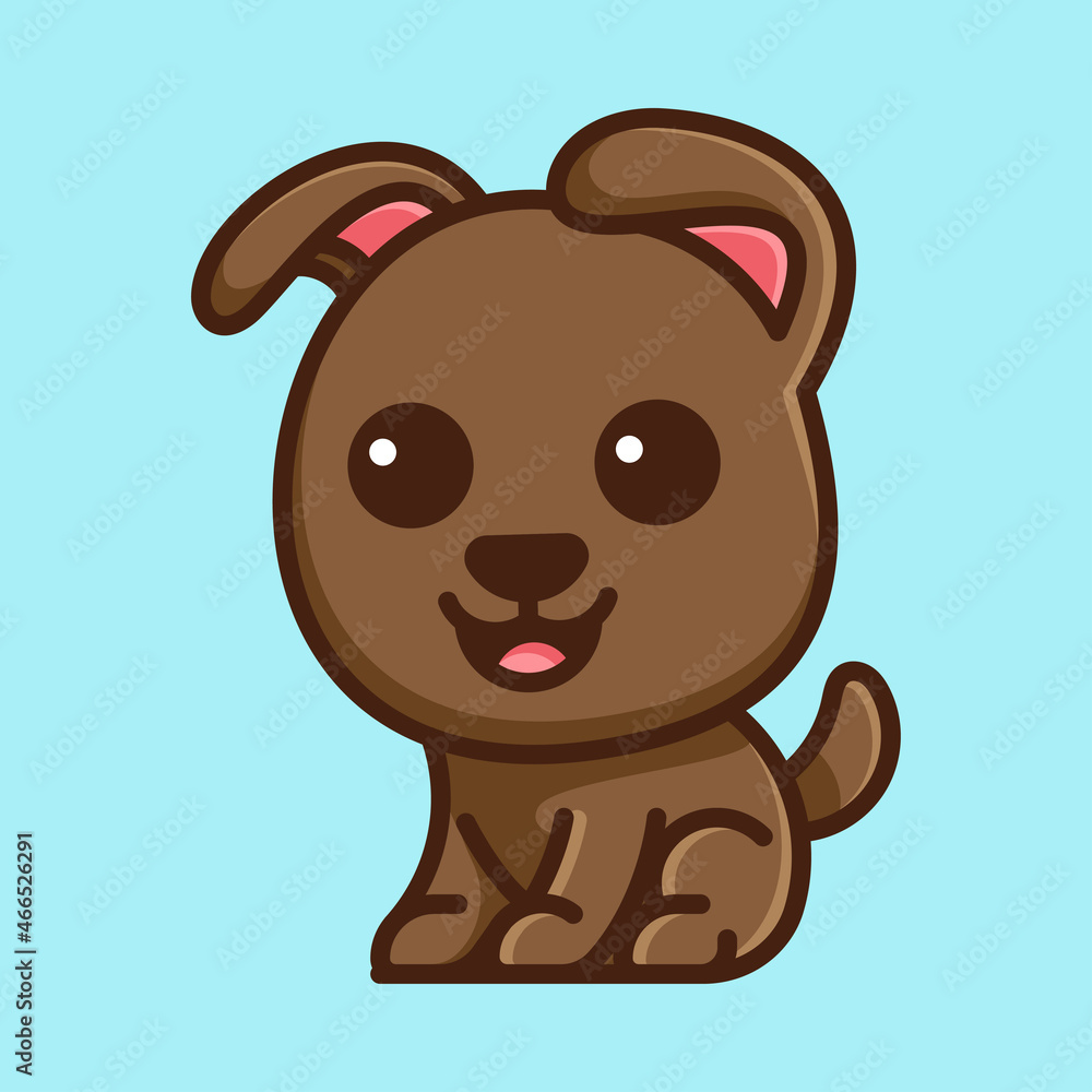 CUTE DOG MASCOT LOGO, STICKER AND T-SHIRT