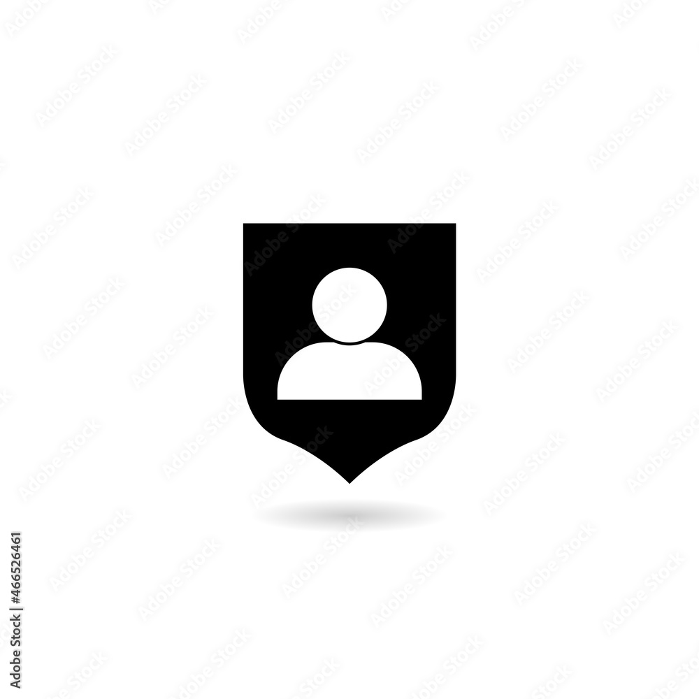 User protection icon with shadow isolated on white background User protection icon with shadow isolated on white background
