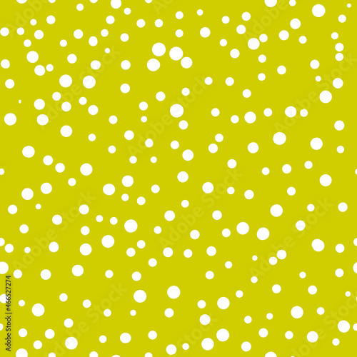 Abstract hand drown polka dots background. Yellow dotted seamless pattern with white circles. Template design for invitation, poster, card, flyer, textile, fabric