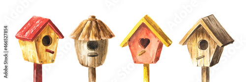 Canvas Colorful Birdhouse set