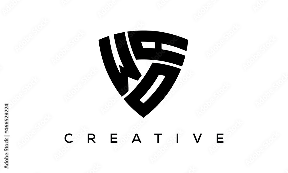 WOA letters logo, security Shield logo vector WOA letters logo, security Shield logo vector