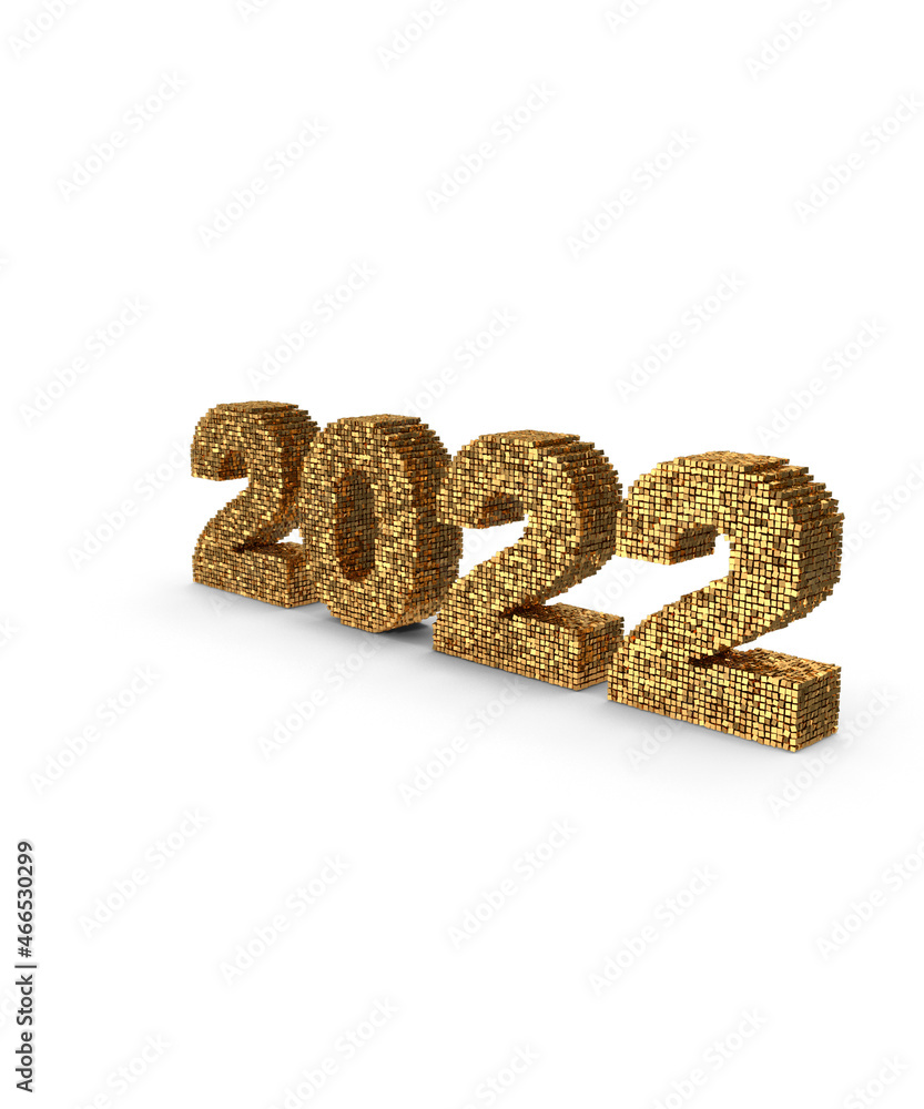 Golden 2022 Voxels 3d illustration Golden 2022 Voxels 3d illustration