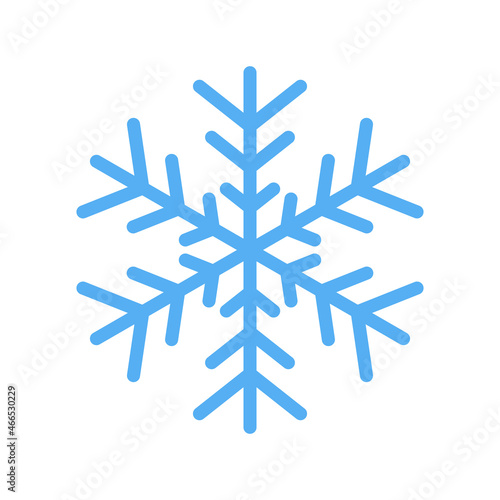 Blue snowflake icon isolated on white background