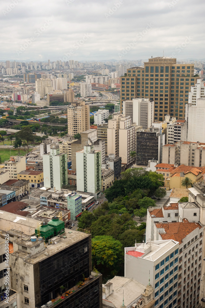 Sao Paulo cityscape, panoramic aerial view. Skyscrapers of big metropolis