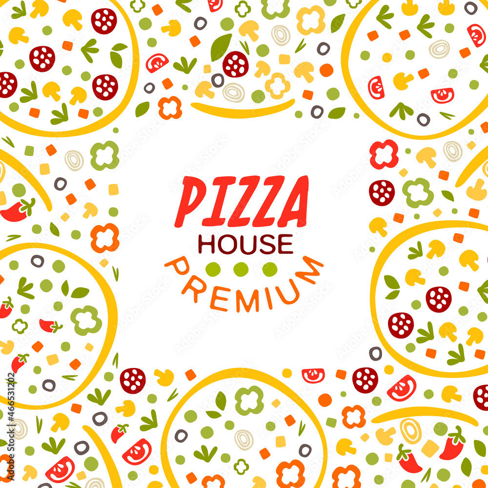 Square Banner for Pizza House or Pizzeria Vector Template Square Banner for Pizza House or Pizzeria Vector Template