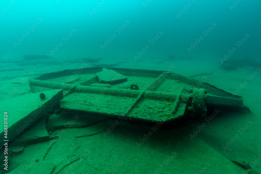 Large rudder from a Great Lakes shipwreck found in Lake Superior Stock ...