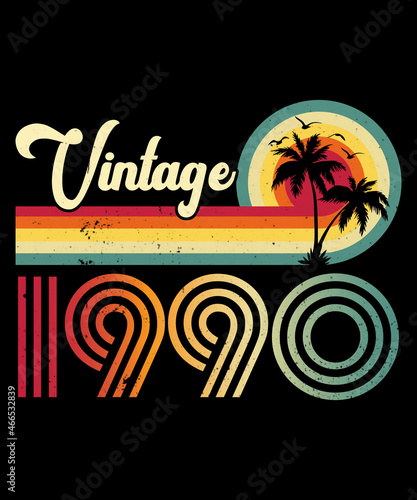 Vintage 1990 Birthday T-shirt Design