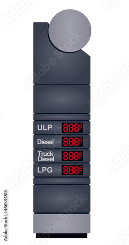 Petrol station pylon price board. vector
