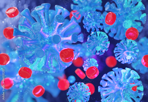 New coronavirus mutation and In red artery . 3d rendering © Kari_designer