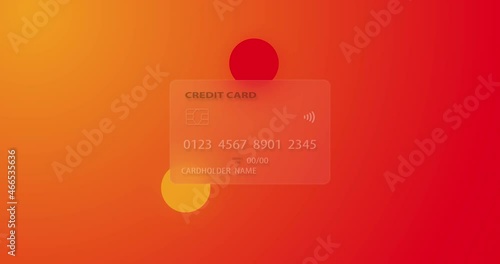 Neutral credit card on colorful background rendered with the glassmorphism effect. Internet shopping concept, mobile payments, financial transactions. looped video