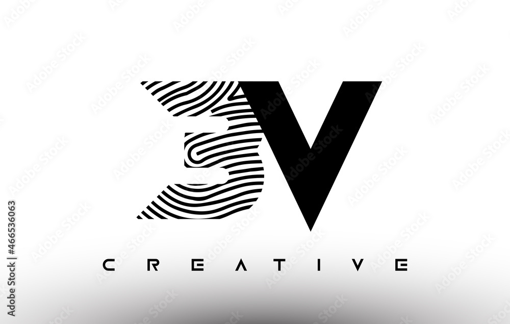 BV Fingerprint zebra Letter Logo Design. BV Logo with fingerprint Creative Icon Vector BV Fingerprint zebra Letter Logo Design. BV Logo with fingerprint Creative Icon Vector