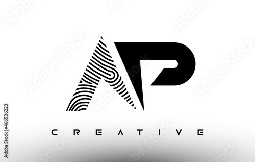 AP Fingerprint zebra Letter Logo Design. AP Logo with fingerprint Creative Icon Vector