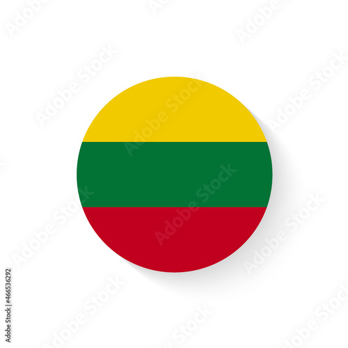 Flag of Lithuania as round glossy icon. Button with Lithuanian flag