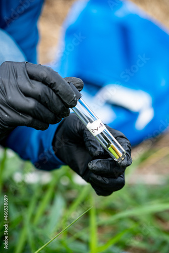 Soil and water sample for environmental analysis 