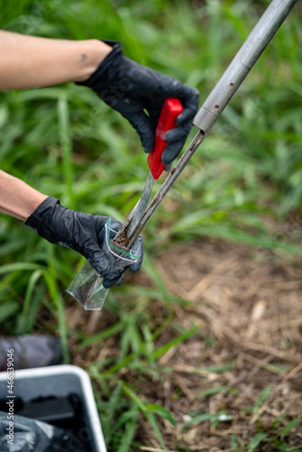 Soil and water sample for environmental analysis 