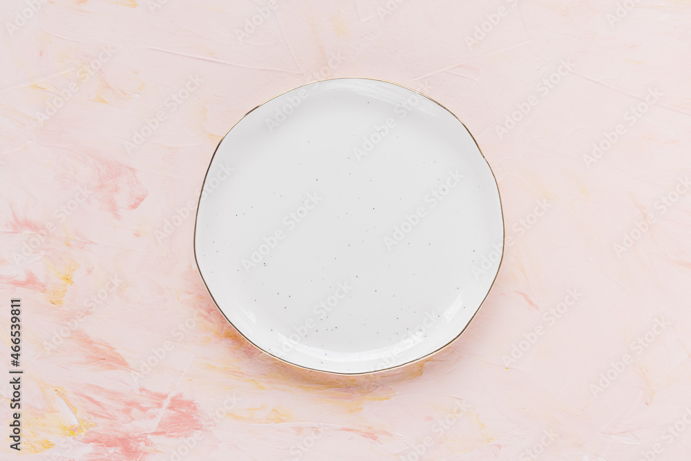 Empty stylish uneven or free-formplate on pastel pink minimalistic background. Cooking, meal, dinner, menu and recipe concept. Top view, flat lay, copy space Empty stylish uneven or free-formplate on pastel pink minimalistic background. Cooking, meal, dinner, menu and recipe concept. Top view, flat lay, copy space