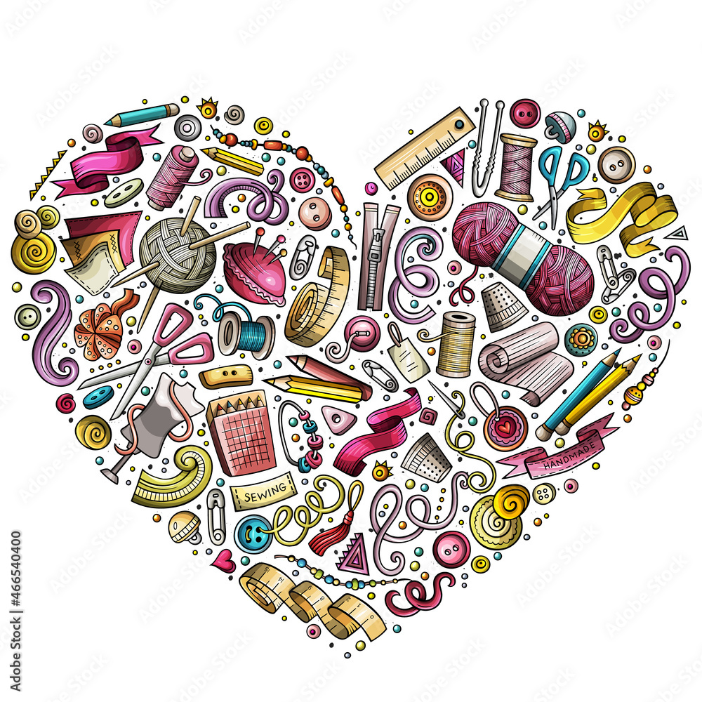 Fotografie Colorful vector set of Handmade cartoon doodle objects, symbols and items