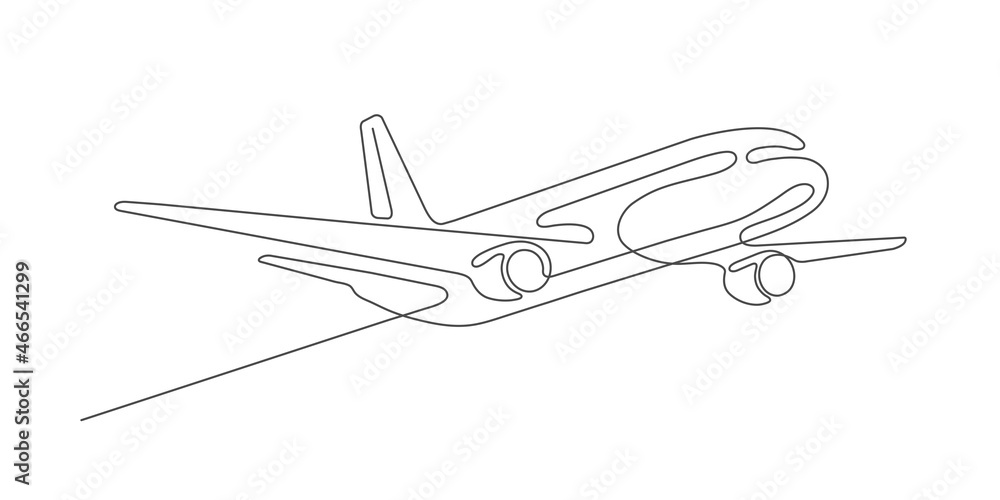 Flying plane.Airplane Vector .Continuous line drawing.Air flights.Vacation banner. Flying plane.Airplane Vector .Continuous line drawing.Air flights.Vacation banner.