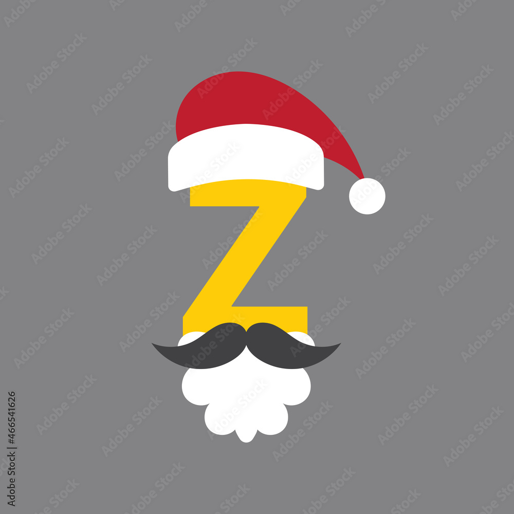 santa initial christmas z alphabet logo vector image santa initial christmas z alphabet logo vector image
