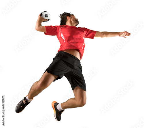Handball player in action isolated