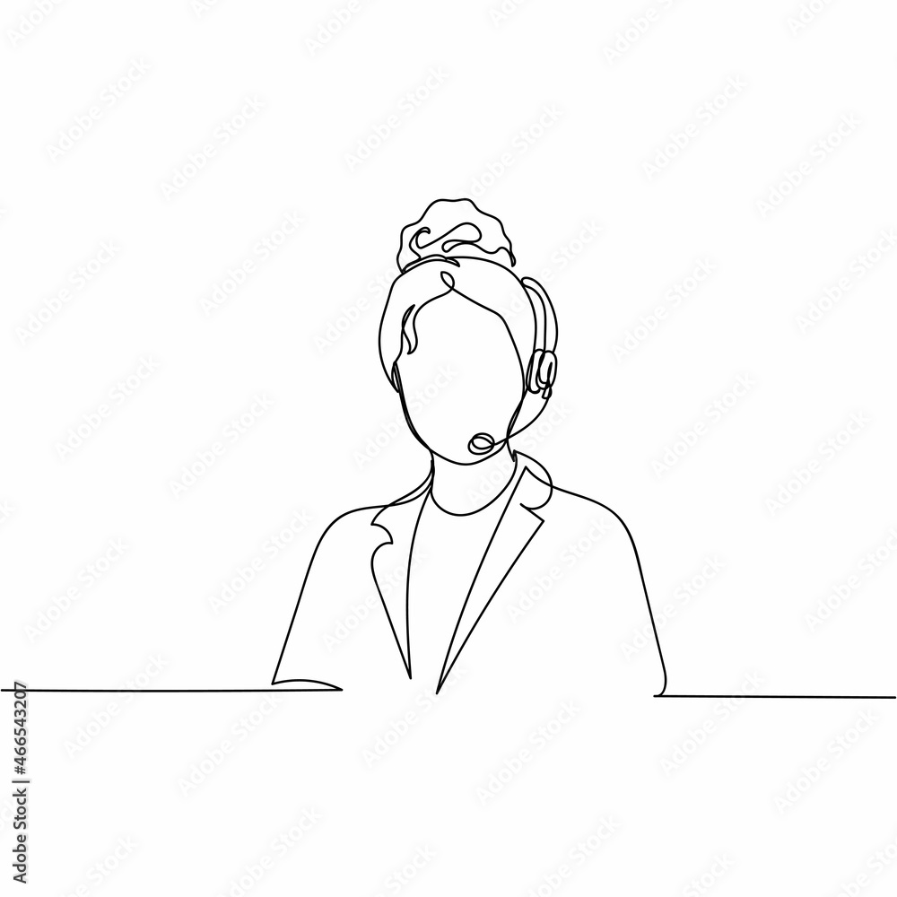 Vector continuous one single line drawing icon of customer services in silhouette on a white background. Linear stylized. Vector continuous one single line drawing icon of customer services in silhouette on a white background. Linear stylized.