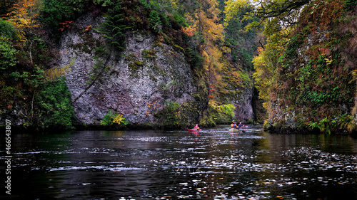 Canoeing and kayaking in the Aigas Gorge in Autumn photo