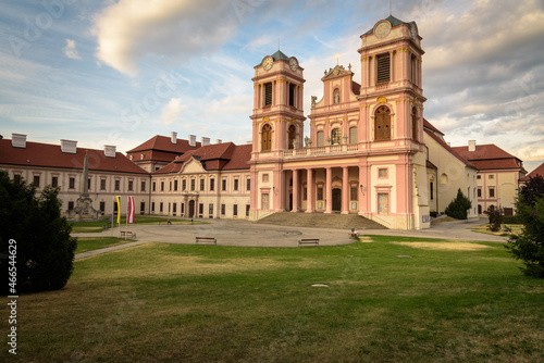 Benedictine monastery of Goettweig Abbey at sunset, 11th century and rebuilt in the 18th century with baroque architecture, World Heritage Site, Furth bei Göttweig, Lower Austria,