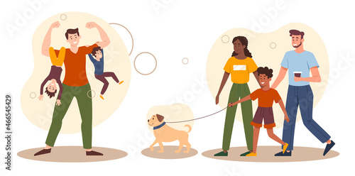 Different family scenes