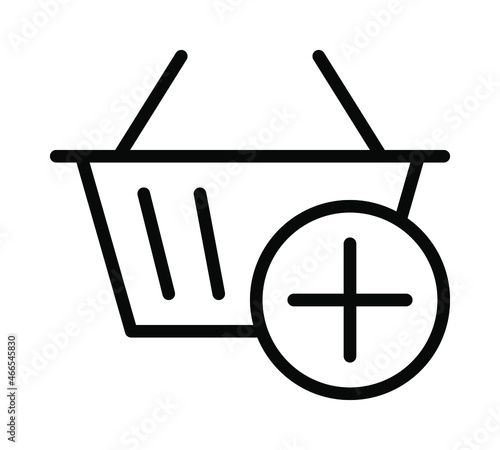 Shopping basket flat line icon. Outline sign for mobile concept and web design, store