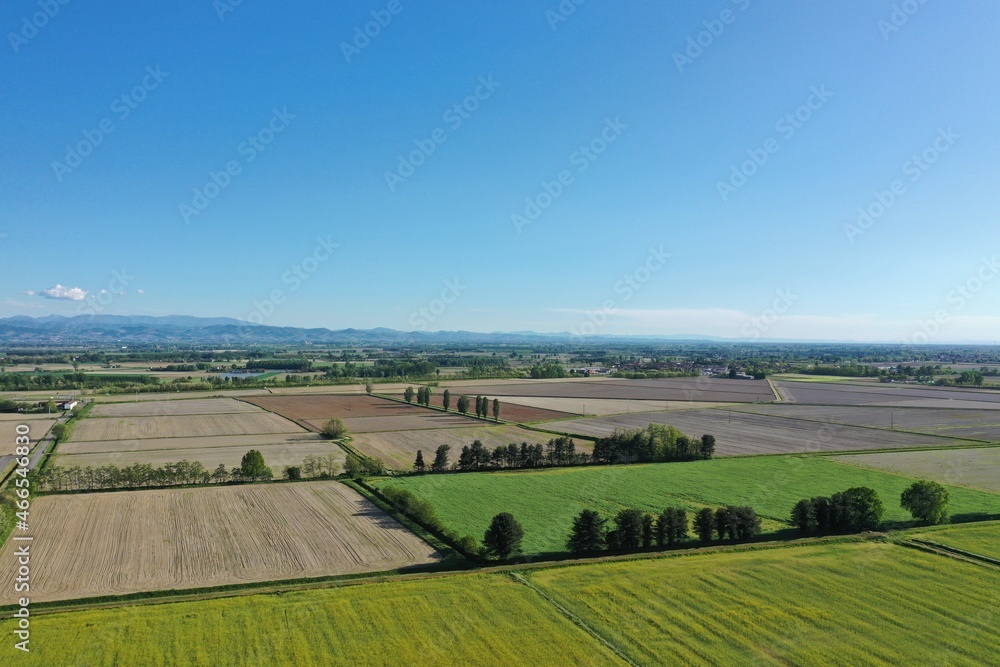 Fields and rural landscape from drone