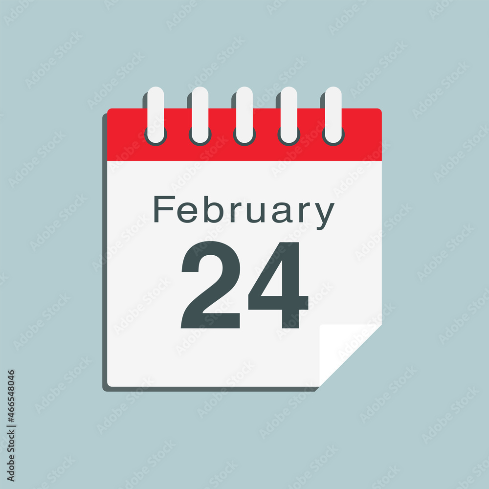 Icon day date 24 February, template calendar page Icon day date 24 February, template calendar page