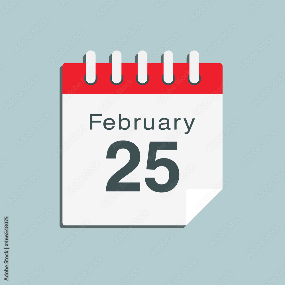 Icon day date 25 February, template calendar page Icon day date 25 February, template calendar page