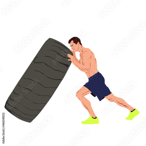 hombre entrenando con llanta