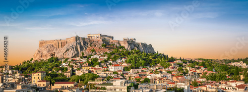 Athens, Greece panoramic Acropolis view at sunset.