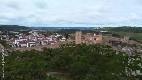 Obidos-Portugal Vista aérea da muralha e Castelo