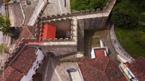 Obidos-Portugal Vista aerea da Porta da Vila e Rua Direita