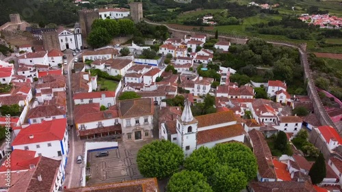 Obidos-Portugal Vista aérea da Praça de Santa Maria