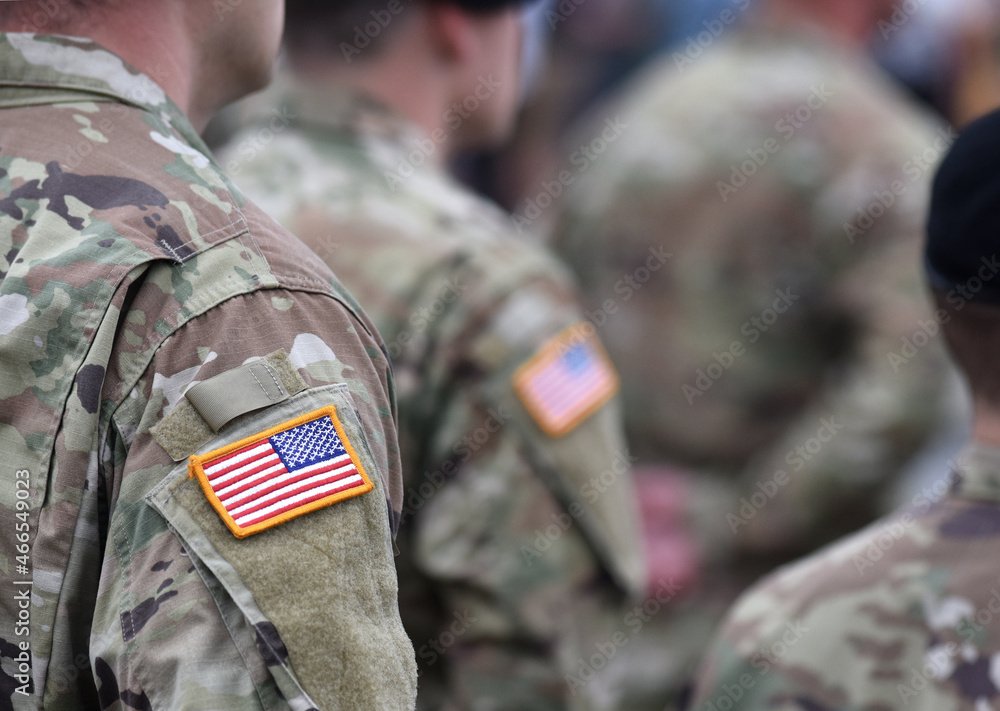 Veterans Day. US soldiers. US army. USA patch flag on the US military  uniform. United States Armed Forces. Stock Photo | Adobe Stock