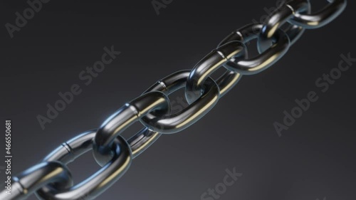 A chain made of shiny dark metal.