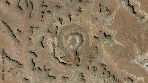 Upheaval Dome impact crater looking down aerial view from above, bird’s eye view Upheaval Dome crater, Canyonlands National Park, Utah, USA photo