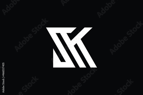 SK logo letter design on luxury background. KS logo monogram initials letter concept. SK icon logo design. KS elegant and Professional letter icon design on black background. S K KS SK