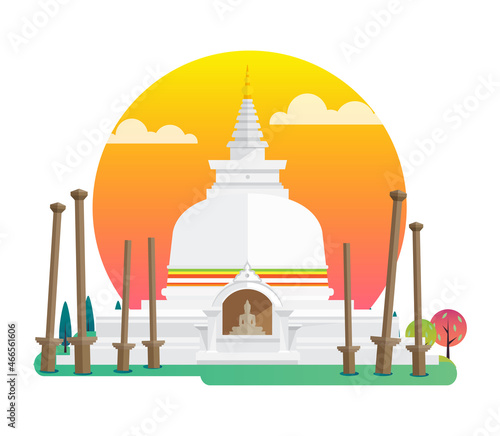 Thuparamaya Buddhist temple,  Sri Lanka Landmarks , vector illustration